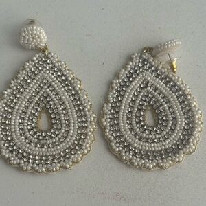 White beaded earrings